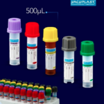 Microtubo de coleta de sangue seco com ativador de coágulo 500uL 50und/pct Vacuplast