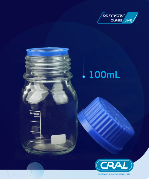 Frasco reagente incolor – Tampa de rosca antigotas –  PRECISION®