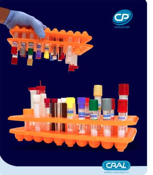Estante universal com ventosa para 50 tubos – CRALPLAST