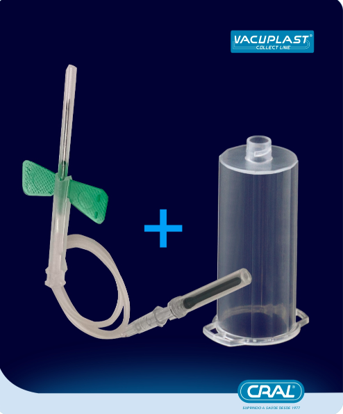 Conjunto de escalpe de segurança para coleta de sangue a vácuo + adaptador 100und/cx - Vacuplast®