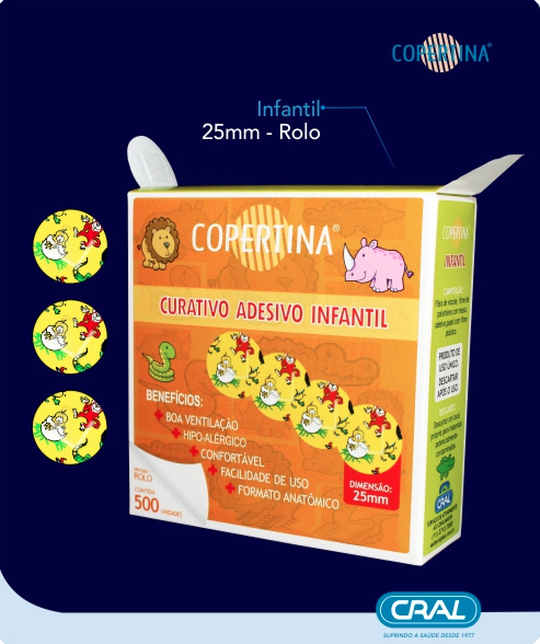 Curativo adesivo diâmetro 25mm em rolo cx/500 – COPERTINA®