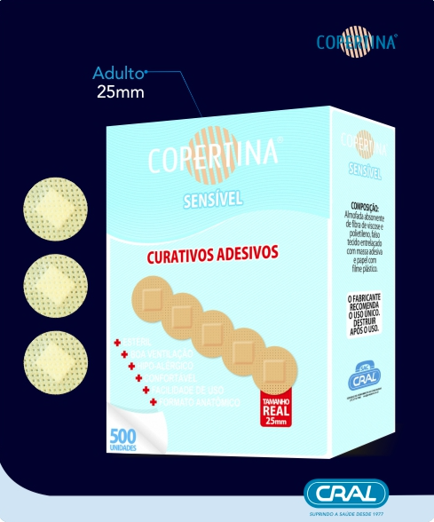 Curativo adesivo densível diâmetro 25mm estéril 500und/cx Copertina