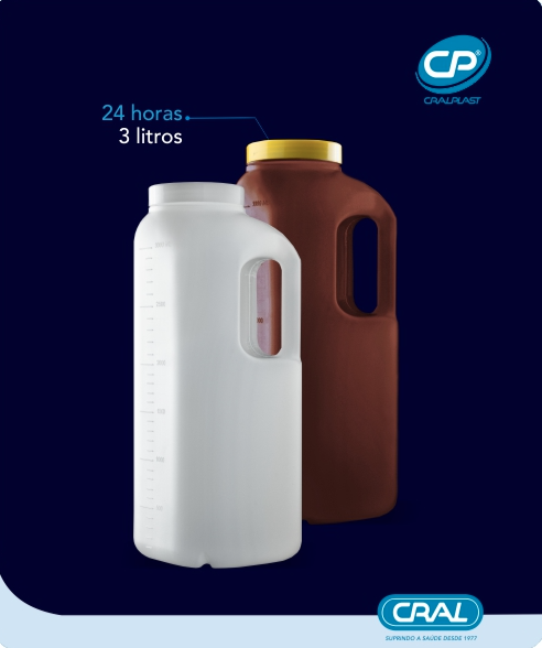 Coletor 24 horas tampa branca capacidades 3 litros com alça – Cralplast